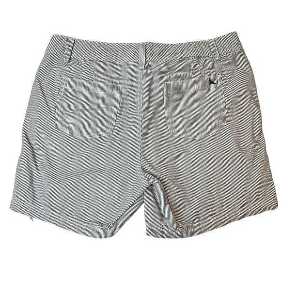 EDDIE BAUER Blue & White Pinstripe Cotton Shorts Size 12 - Picture 3 of 15